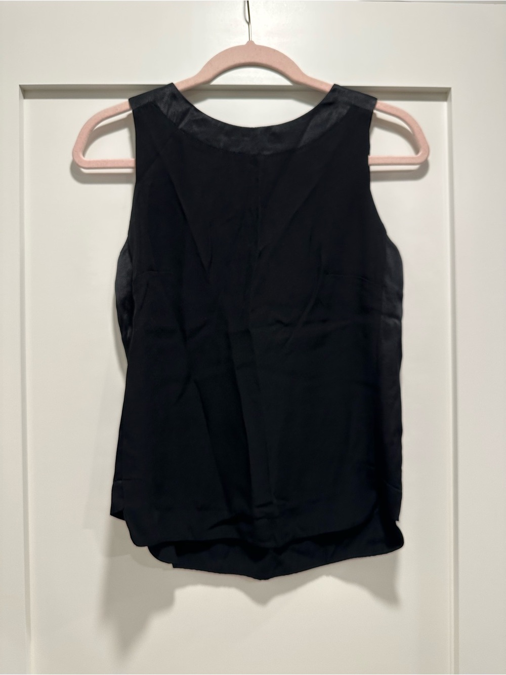 Warehouse Black Sleeveless Satin-Trim Tank Top